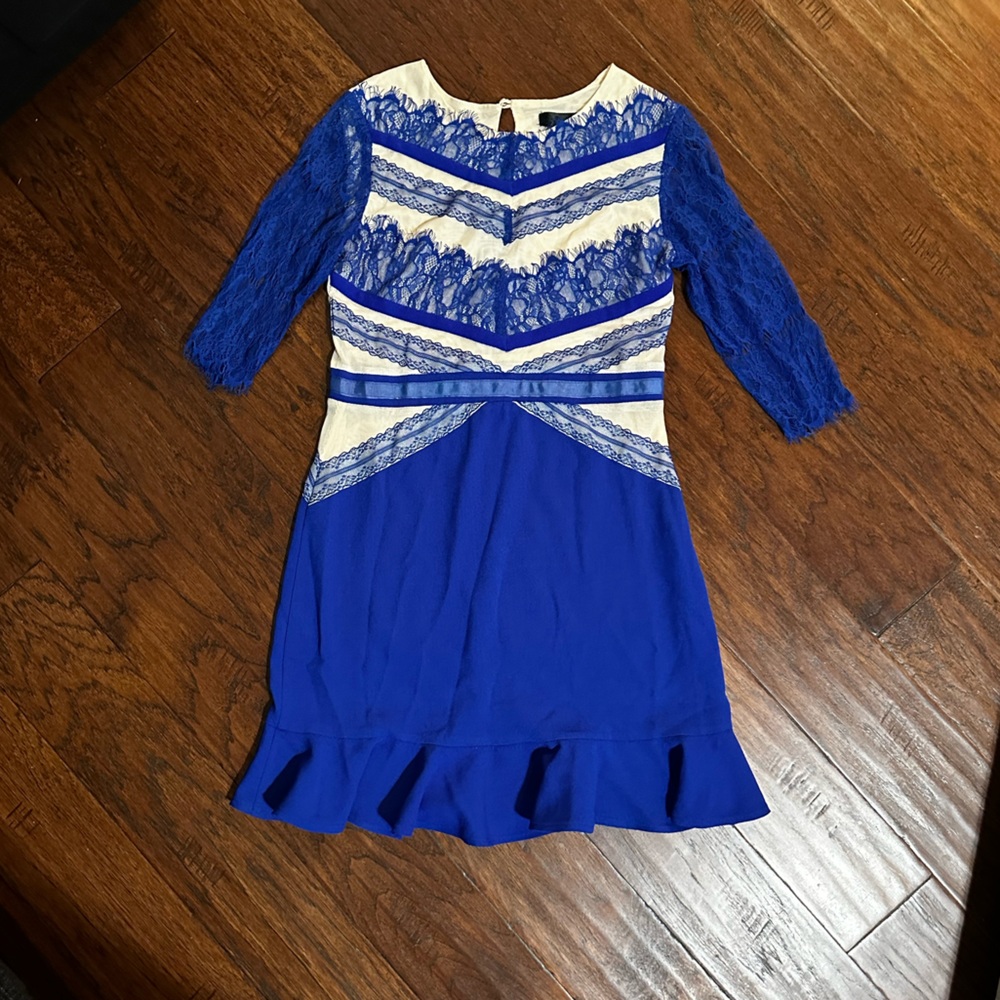 S.P.Y dress with ruffle and mesh detailing Sz S